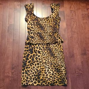 Leopard Print Peplum Dress